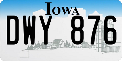 IA license plate DWY876