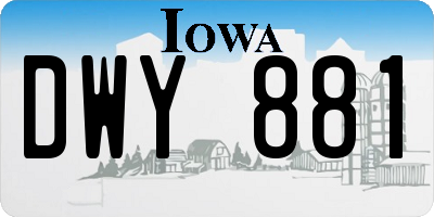 IA license plate DWY881