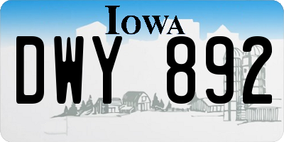 IA license plate DWY892