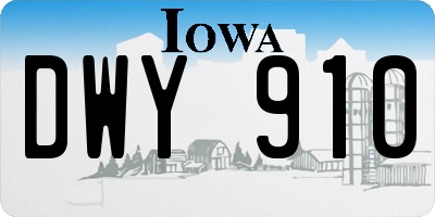 IA license plate DWY910