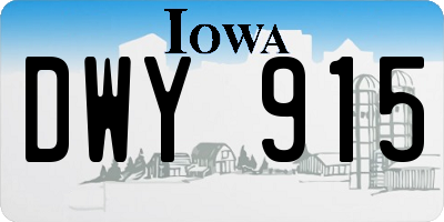 IA license plate DWY915