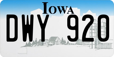 IA license plate DWY920