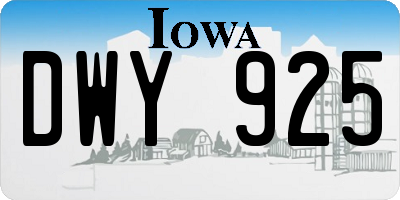 IA license plate DWY925
