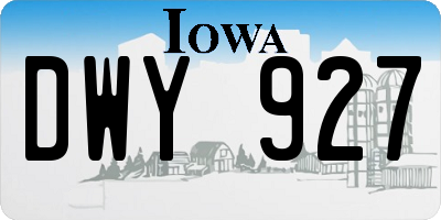 IA license plate DWY927