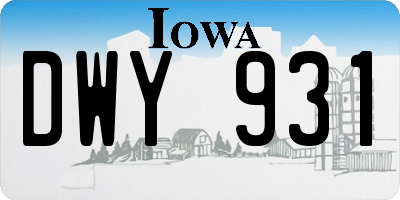 IA license plate DWY931