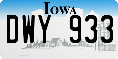 IA license plate DWY933