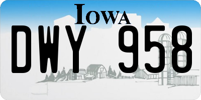 IA license plate DWY958