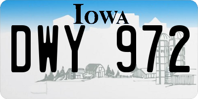 IA license plate DWY972