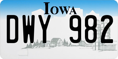 IA license plate DWY982