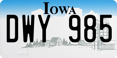 IA license plate DWY985