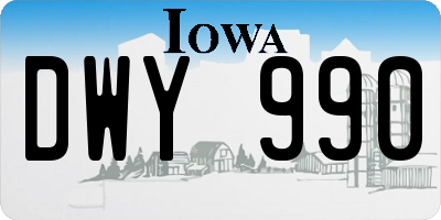 IA license plate DWY990