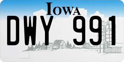 IA license plate DWY991