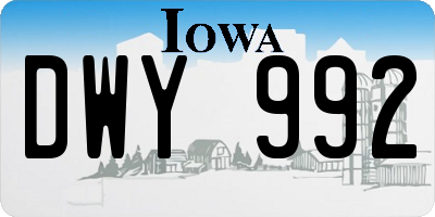 IA license plate DWY992