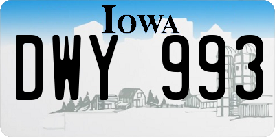IA license plate DWY993