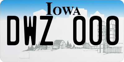 IA license plate DWZ000