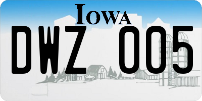 IA license plate DWZ005