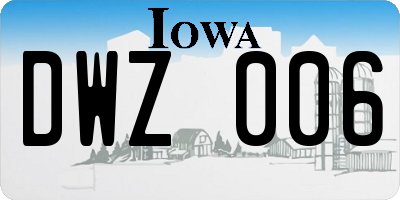 IA license plate DWZ006