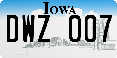 IA license plate DWZ007