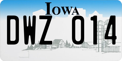 IA license plate DWZ014
