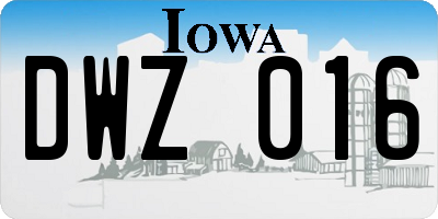 IA license plate DWZ016