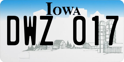 IA license plate DWZ017