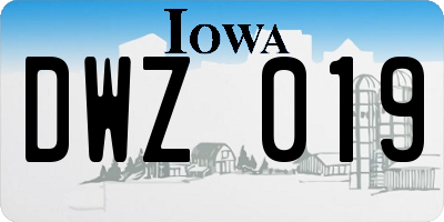 IA license plate DWZ019