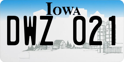 IA license plate DWZ021