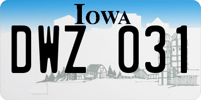 IA license plate DWZ031