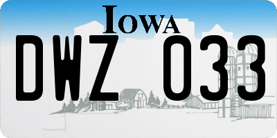 IA license plate DWZ033
