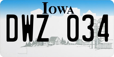 IA license plate DWZ034
