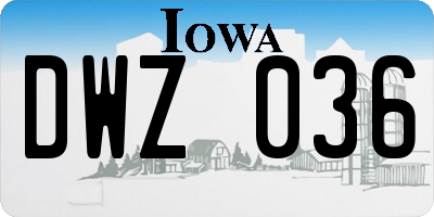 IA license plate DWZ036