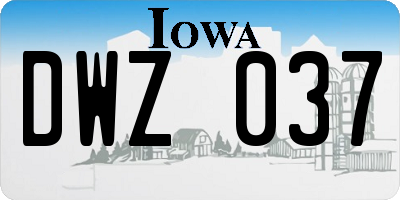 IA license plate DWZ037