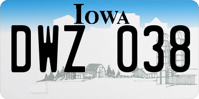 IA license plate DWZ038