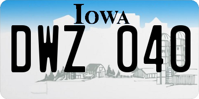IA license plate DWZ040