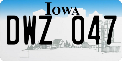 IA license plate DWZ047