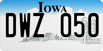 IA license plate DWZ050