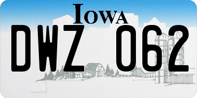 IA license plate DWZ062