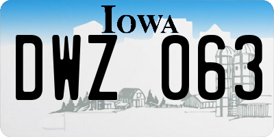IA license plate DWZ063