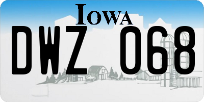 IA license plate DWZ068
