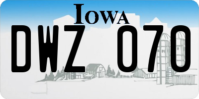 IA license plate DWZ070