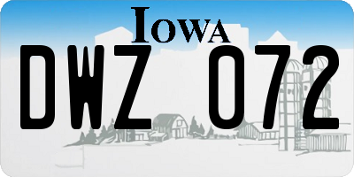 IA license plate DWZ072
