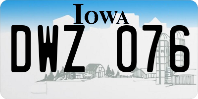 IA license plate DWZ076