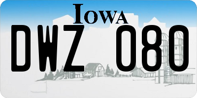 IA license plate DWZ080