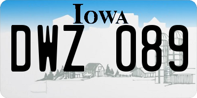 IA license plate DWZ089