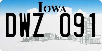 IA license plate DWZ091