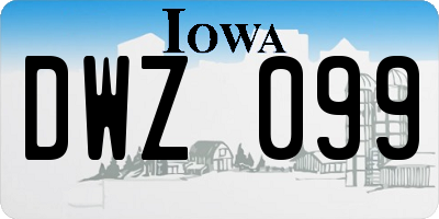IA license plate DWZ099