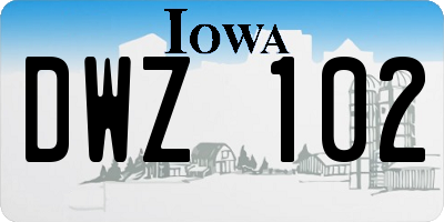 IA license plate DWZ102