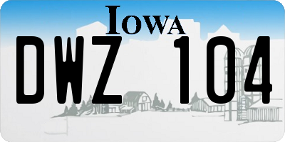 IA license plate DWZ104