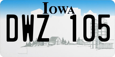 IA license plate DWZ105