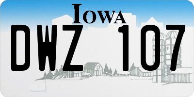 IA license plate DWZ107